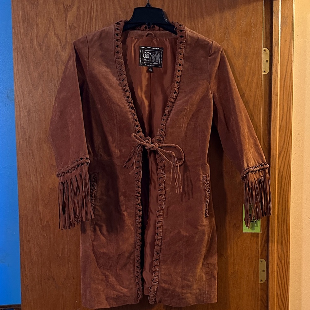 Rust Suede Fringe Cape